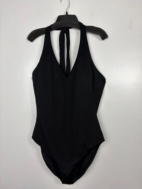 Spanx Pique Sculpting Black Halter One-Piece Swimsuit 2X